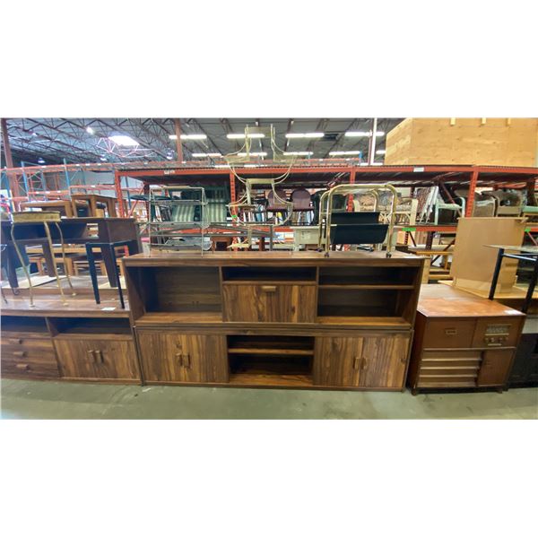 2 PCS. ENTERTAINMENT CENTER CABINET, 2 MAGAZINE STANDS AND BRASS WIRE PLANT STAND