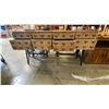 Image 2 : 8 DRAWER CONTEMPORARY SOFA/HALL TABLE - SOLID WOOD WITH METAL LEGS AND PIGEON HOLE FILE DRAWER LOOK