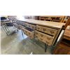 Image 3 : 8 DRAWER CONTEMPORARY SOFA/HALL TABLE - SOLID WOOD WITH METAL LEGS AND PIGEON HOLE FILE DRAWER LOOK