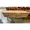 Image 4 : 8 DRAWER CONTEMPORARY SOFA/HALL TABLE - SOLID WOOD WITH METAL LEGS AND PIGEON HOLE FILE DRAWER LOOK