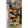 Image 2 : WOODEN MOBILE SHELF UNIT LOADED WITH ASSORTED AREA RUGS - APPROX. 23 LARGE & MEDIUM SZ. RUGS