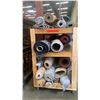Image 3 : WOODEN MOBILE SHELF UNIT LOADED WITH ASSORTED AREA RUGS - APPROX. 23 LARGE & MEDIUM SZ. RUGS