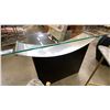 Image 4 : THICK GLASS TOP WITH BLACK & STAINLESS BASE SOFA/HALL TABLE