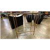 Image 3 : PAIR OF HALL/SOFA TABLES - GREY GRANITE SLAB TOP WITH BRASS LOOK METAL BASES