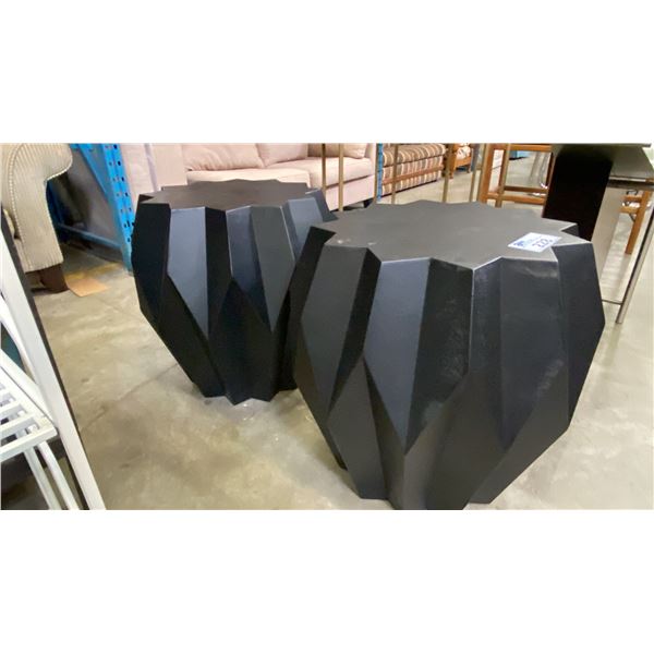 PAIR OF DESIGNER END TABLES - BLACK FINISH
