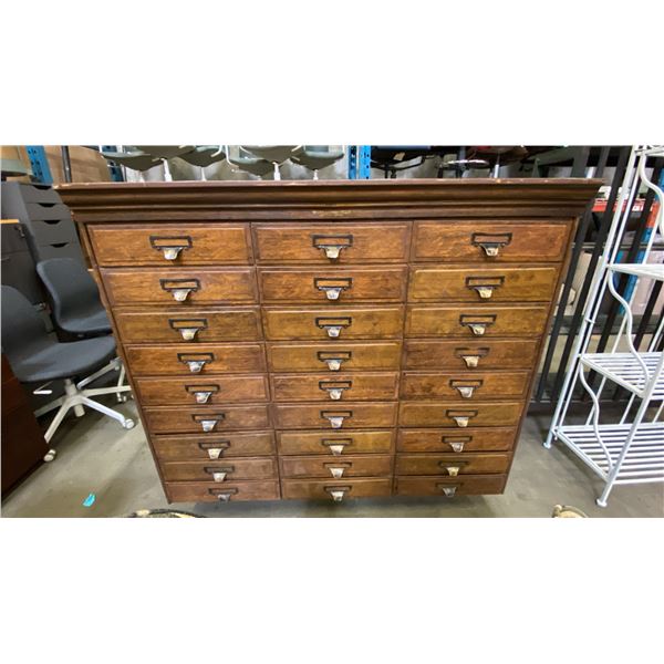 WOODEN LOOK 36 DRAWER ALL METAL MOBILE CATALOG CABINET