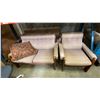 Image 1 : 3 PCS. WOOD FRAMED SOFA SET * FABRIC ON LOVESEAT BADLY SCRATCHED UP*