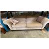 Image 1 : CONTEMPORARY BEIGE FABRIC UPHOLSTERED SOFA WITH 2 THROW CUSHIONS