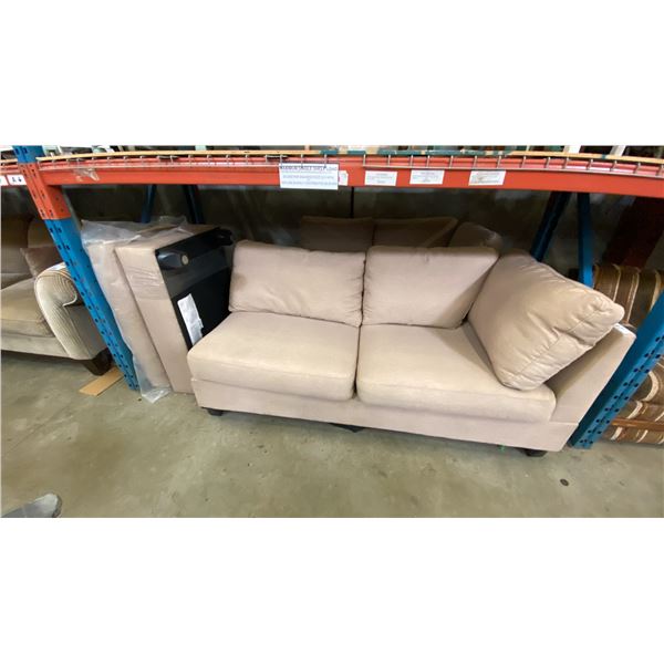 3 PCS. CONTEMPORARY BEIGE FABRIC UPHOLSTERED SECTIONAL SOFA