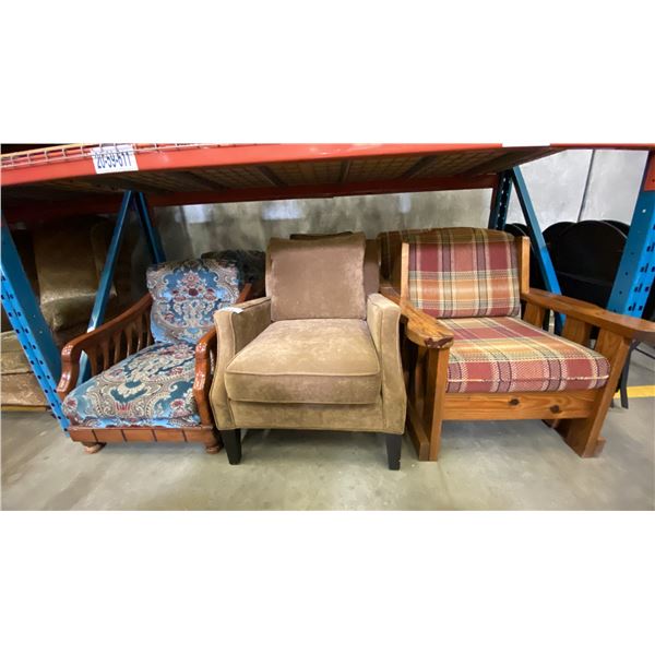 3 PAIRS OF ASSORTED LIVING ROOM ARMCHAIRS
