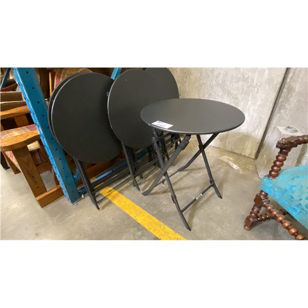 GROUP OF 6 STYLEWELL ROUND METAL 2FT DIAMETER FOLDING UTILITY SIDE TABLES