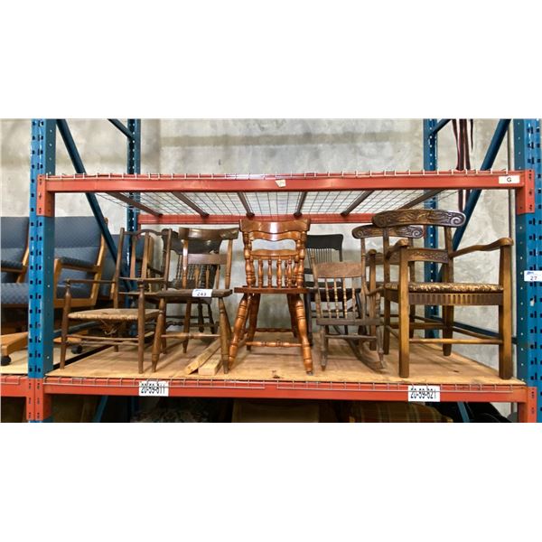 GROUP OF 9 ASSORTED ANTIQUE SIDE CHAIRS AND ROCKING CHAIRS
