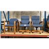 Image 1 : 4 OAK FRAMED BLUE FABRIC UPHOLSTERED EXECUTIVE  OFFICE CHAIRS
