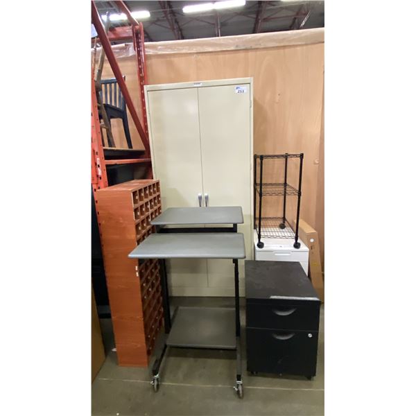 GROUP OF 7 PIECES OF ASSORTED OFFICE FURNITURE