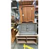 Image 1 : 3 PCS. OF ANTIQUE WOODEN FURNITURE - COFFEE TABLE AND 2 CABINETS