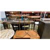 Image 4 : CONTEMPORARY MARBLE TOP ROUND COFFEE TABLE, 2 WOOD & BRASS DRINK TABLES AND MOBILE