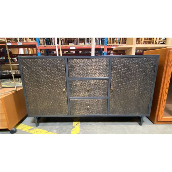 GREY & BEIGE METAL 2 DOOR/3 DRAWER SIDEBOARD