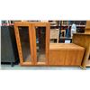 Image 1 : OAK GLASS FRONT ENTERTAINMENT STAND ON WHEELS