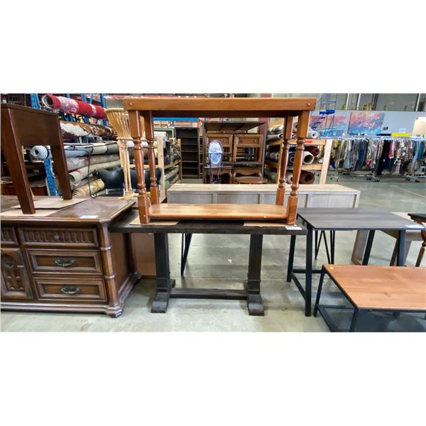 CONTEMPORARY DARK WOOD SOFA/HALL TABLE AND SOLID PINE SOFA/HALL TABLE