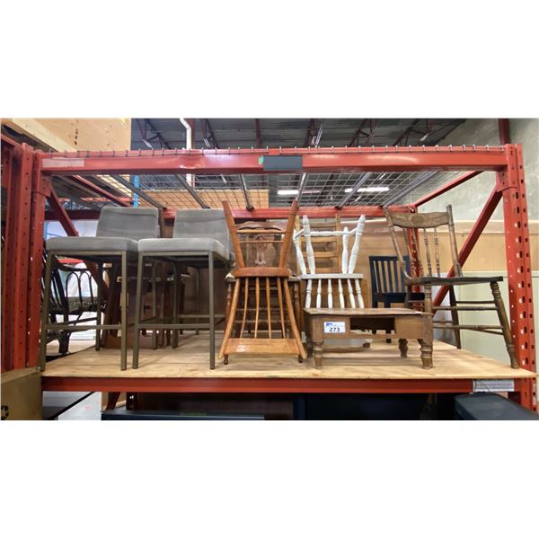 GROUP OF 12 ASSORTED ANTIQUE AND MODERN SIDE CHAIRS AND 1 SMALL WOODEN STOOL