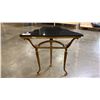 Image 2 : HEAVY BLACK MARBLE TOP HALL TABLE WITH HEAVY BRASS BASE