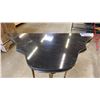 Image 3 : HEAVY BLACK MARBLE TOP HALL TABLE WITH HEAVY BRASS BASE