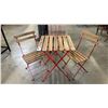 Image 2 : 3 PCS. RED METAL WITH WOOD BOARD FOLDING BISTRO/PATIO SET AND 1 CONTEMPORARY BEIGE OAK