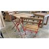 Image 3 : 3 PCS. RED METAL WITH WOOD BOARD FOLDING BISTRO/PATIO SET AND 1 CONTEMPORARY BEIGE OAK