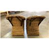 Image 5 : PAIR OF WOVEN RATTAN CHAIRS WITH BLACK UPHOLSTERED CUSHIONS