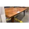Image 4 : FAUX WOOD LIVE EDGE COFFEE TABLE AND WHITE SINGLE DRAWER SOFA TABLE