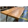 Image 6 : FAUX WOOD LIVE EDGE COFFEE TABLE AND WHITE SINGLE DRAWER SOFA TABLE