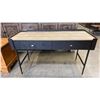 Image 1 : CONTEMPORARY BLACK PAINTED OAK WITH METAL LEGS 2 DRAWER WRITING DESK - FEATURES STINGRAY
