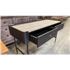 Image 3 : CONTEMPORARY BLACK PAINTED OAK WITH METAL LEGS 2 DRAWER WRITING DESK - FEATURES STINGRAY