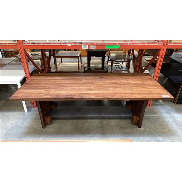 CONTEMPORARY DARK PINE MOBILE BOARDROOM TABLE - APPROX. 94" X 39" X 29" HIGH