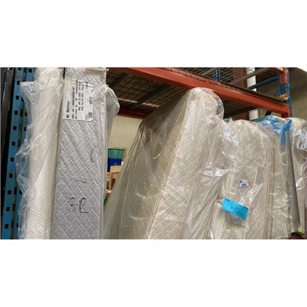 GROUP OF 5 KING SIZE MATTRESSES AND 1 KING SIZE BOX SPRING