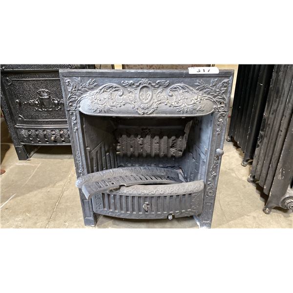 ANTIQUE BLACK CAST IRON WOOD BURNING STOVE