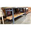 Image 1 : METAL FRAMED ADJUSTABLE HEIGHT MOBILE WORK TABLE - APPROX. 82" X 39"
