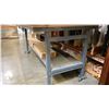 Image 2 : METAL FRAMED ADJUSTABLE HEIGHT MOBILE WORK TABLE - APPROX. 82" X 39"