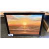 Image 2 : GROUP OF 3 FRAMED ART WORKS - ORIGINAL OIL ON CANVAS "SUNSET" PAINTING & 2 PRINTS