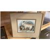 Image 3 : GROUP OF 3 FRAMED ART WORKS - ORIGINAL OIL ON CANVAS "SUNSET" PAINTING & 2 PRINTS