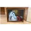Image 4 : GROUP OF 3 FRAMED ART WORKS - ORIGINAL OIL ON CANVAS "SUNSET" PAINTING & 2 PRINTS
