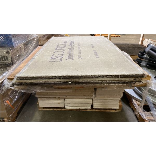 PALLET OF CEMENT BOARD AND WHITE CEILING PANEL BOARD