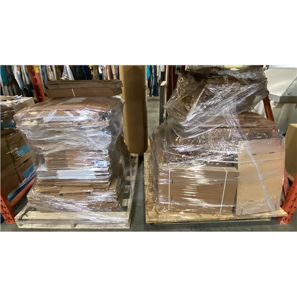 2 PALLETS OF ASSORTED SIZE CORRUGATED CARDBOARD BOXES