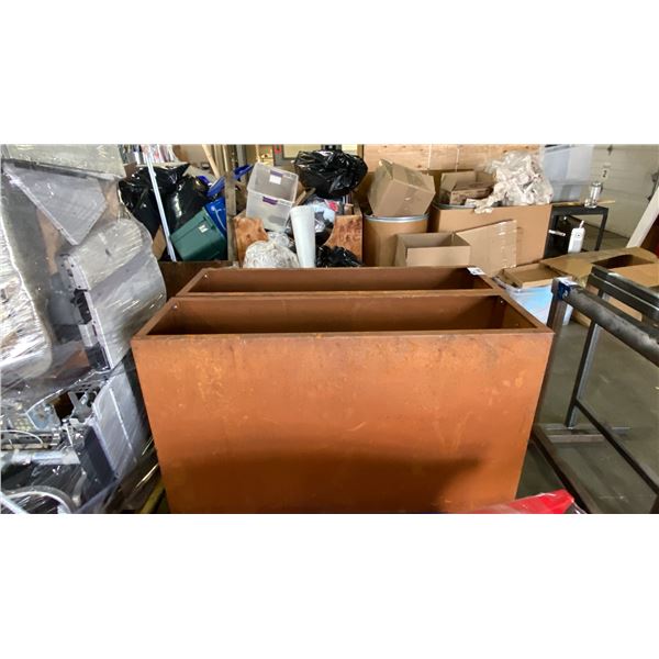 4 RECTANGULAR METAL BINS/PLANTER BOXES