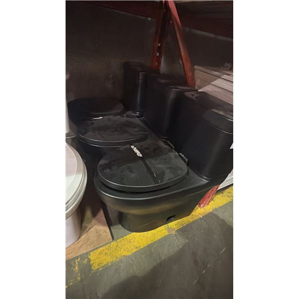 GROUP OF 3 BLACK TOILETS
