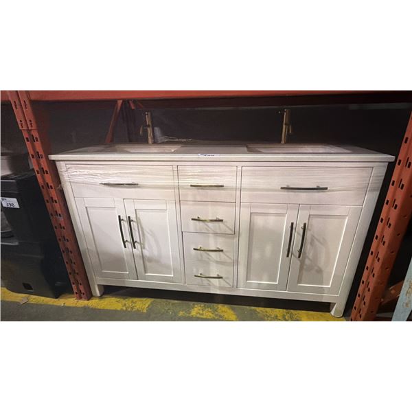 DOUBLE SINK WHITE BATHROOM VANITY CABINET