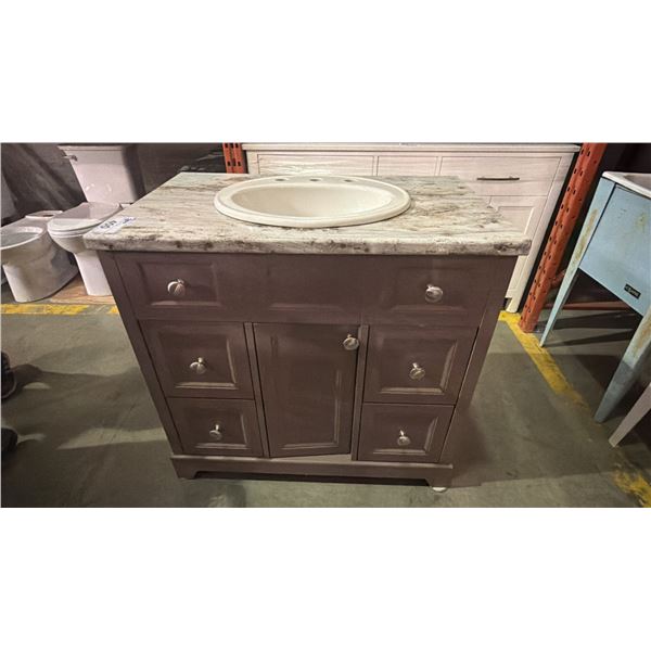 2 TONE BEIGE SINGLE SINK BATHROOM VANITY