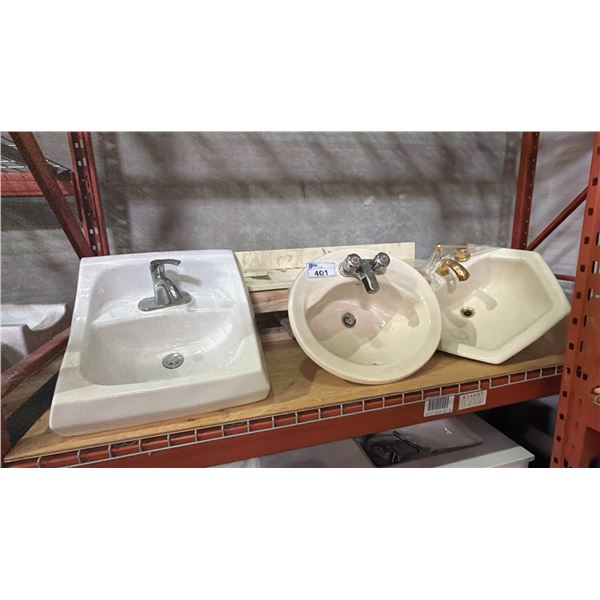 COUNTERTOP SINK AND 3 SINGLE ASSORTED SINKS