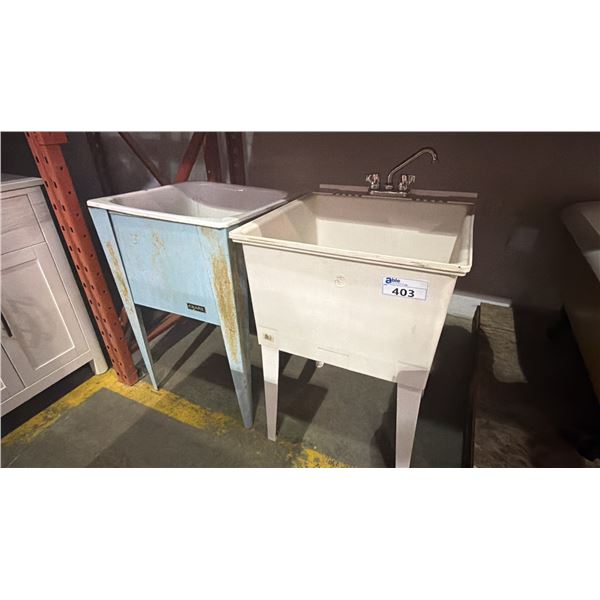 2 LAUNDRY SINKS - 1 METAL AND 1 PLASTIC