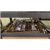 Image 4 : ROLLING GREY METAL SHELF UNIT FILLED WITH ASSORTED BATHROOM FIXTURES - FAUCETS, TOWEL RACKS AND MORE